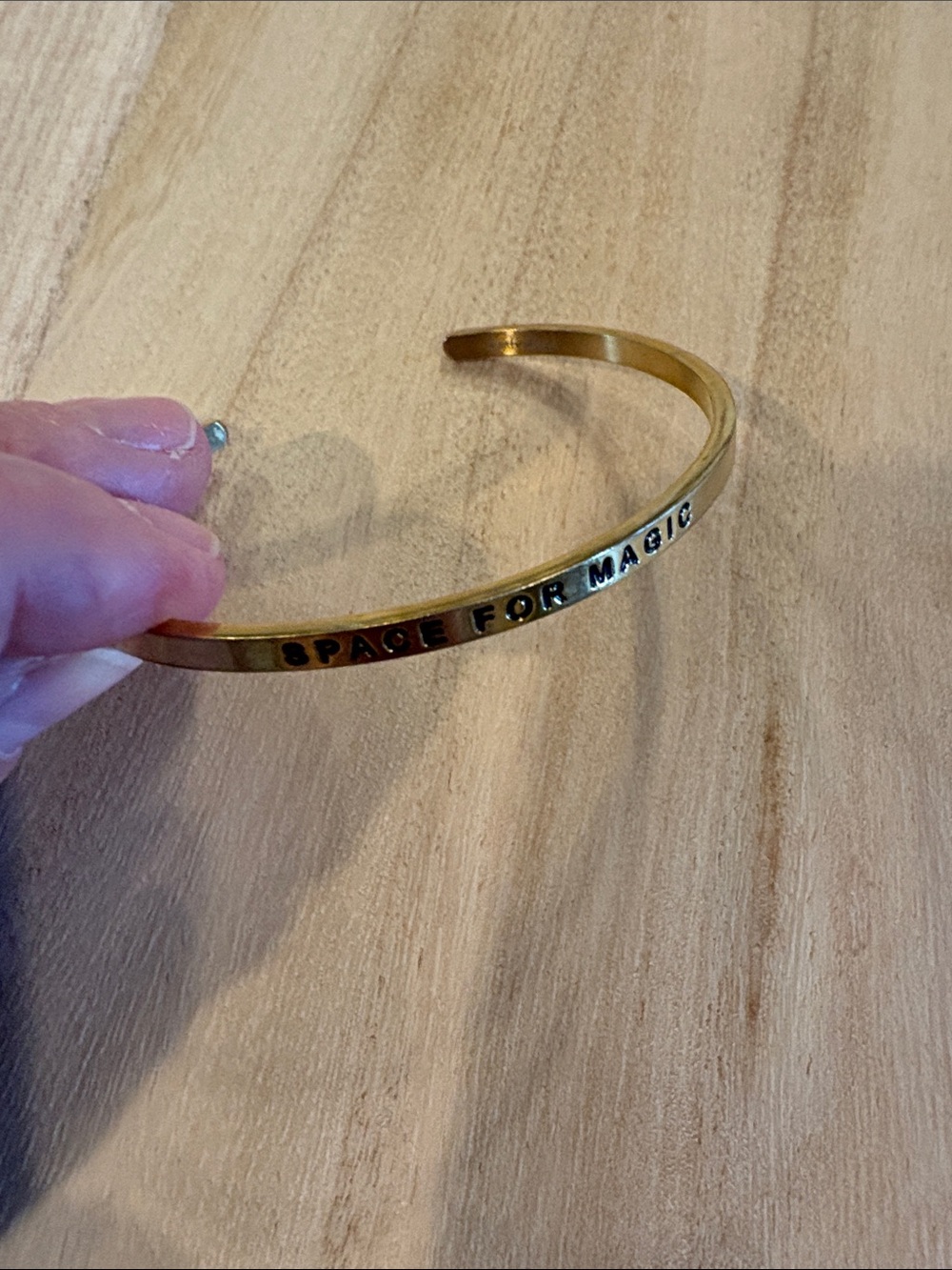 MantraBand Gold 'Space For Magic' Engraved Cuff Bracelet